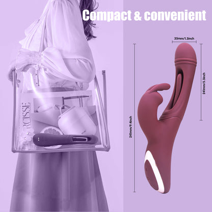 Rabbit Clitoral G Spot Vibrator - Vibrating Dildo Tickle Flapping Prostate Massager
