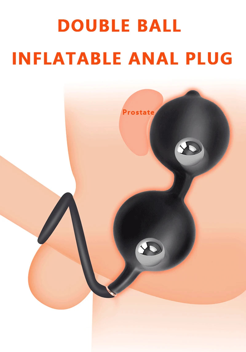 Inflatable Dildo Anal Plug - Dual Steel Ball Build-in Resizable Butt P Domlust Inflatable Dildo Anal Plug - Dual Steel Ball Build-in Resizable Butt P Domlust