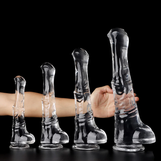 Godemiché réaliste en cristal en forme de cheval, masturbateur féminin - Godemiché animal à ventouse en gel pour orgasme anal