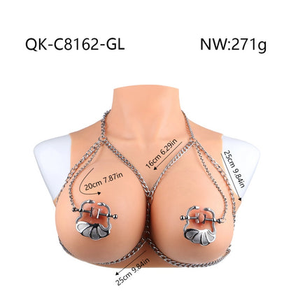 Pinces à tétons en métal à sangle Bettie Bondage - Idéales pour les couples, jouets BDSM pour taquiner sexuellement