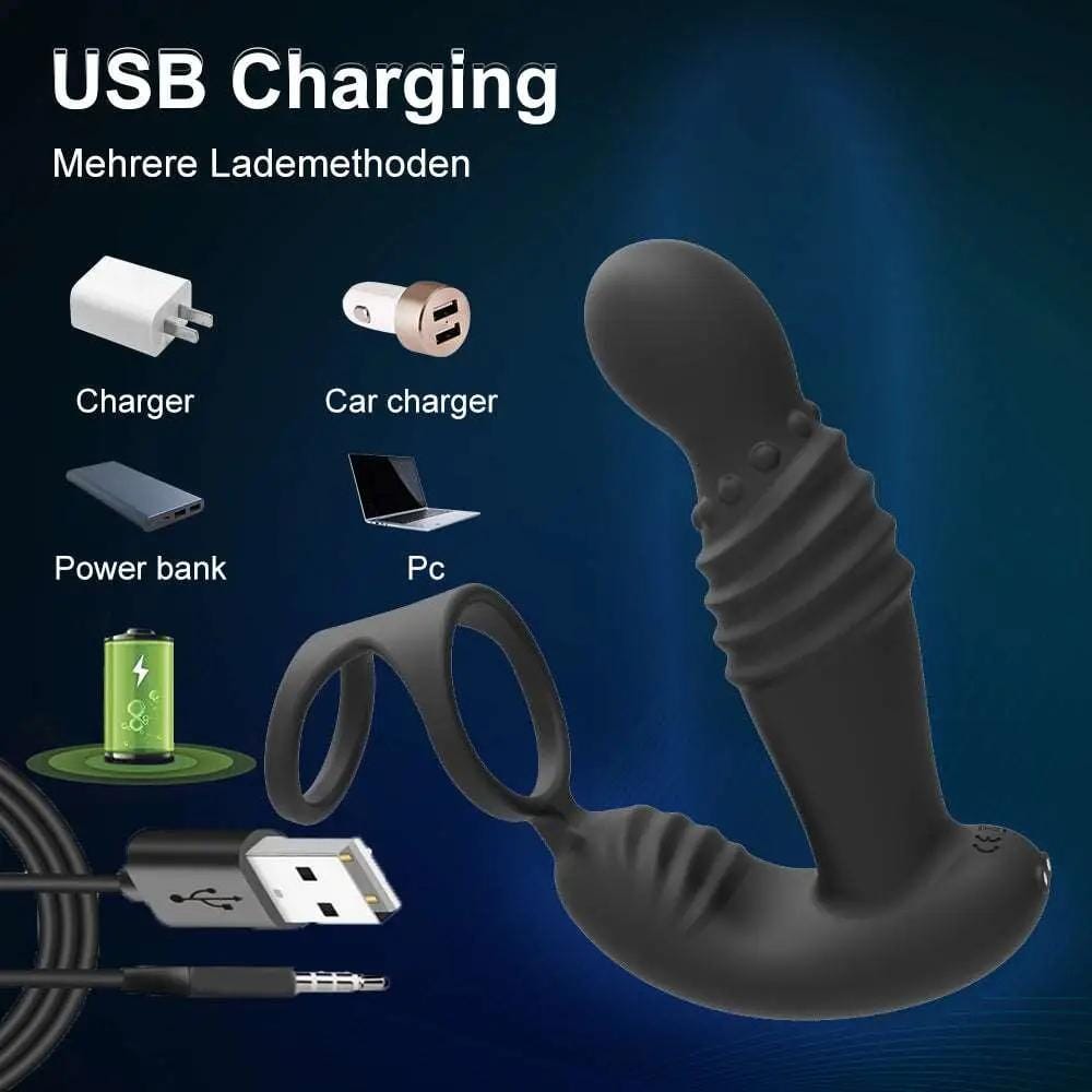 Remoter Thrusting Anal Prostate Massager - Cock Ring Penis Training - Domlust Remoter Thrusting Anal Prostate Massager - Cock Ring Penis Training - Domlust