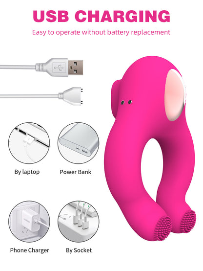 Tongue Licking Vibrator - Penis Cock Ring Male Scrotum Clit Sucking Couple Sex Toys