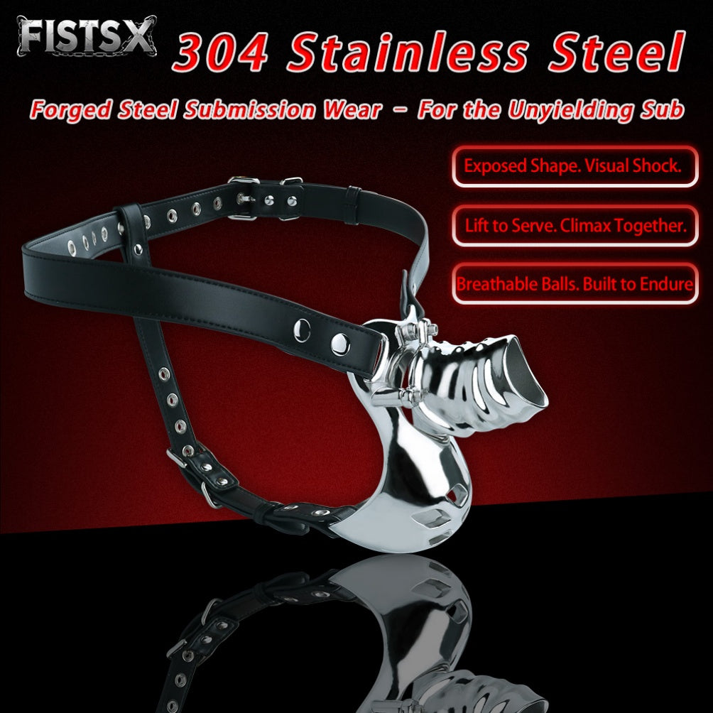 Metal Bondage Strap-On Sheath Underwear - Erectile Support BDSM Toy for Men