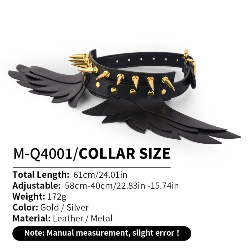 Collier à pointes Bettie Bondage en cuir noir - Jouets BDSM pour couple soumis
