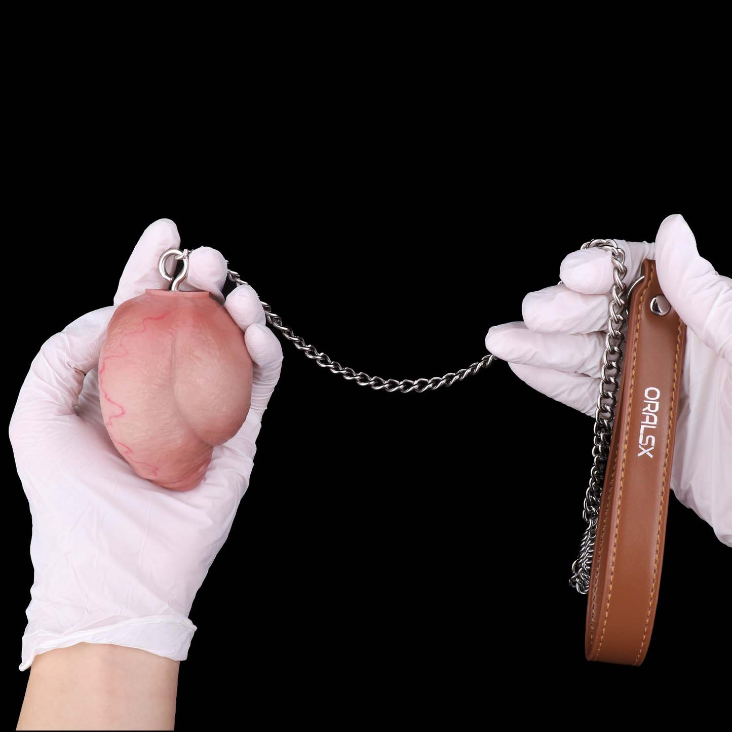 Realistic Silicone Anal Plug with Steel Chain – Multi-Use Butt Plug for Vaginal, Anal & Oral Play