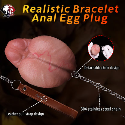 Realistic Silicone Anal Plug with Steel Chain – Multi-Use Butt Plug for Vaginal, Anal & Oral Play