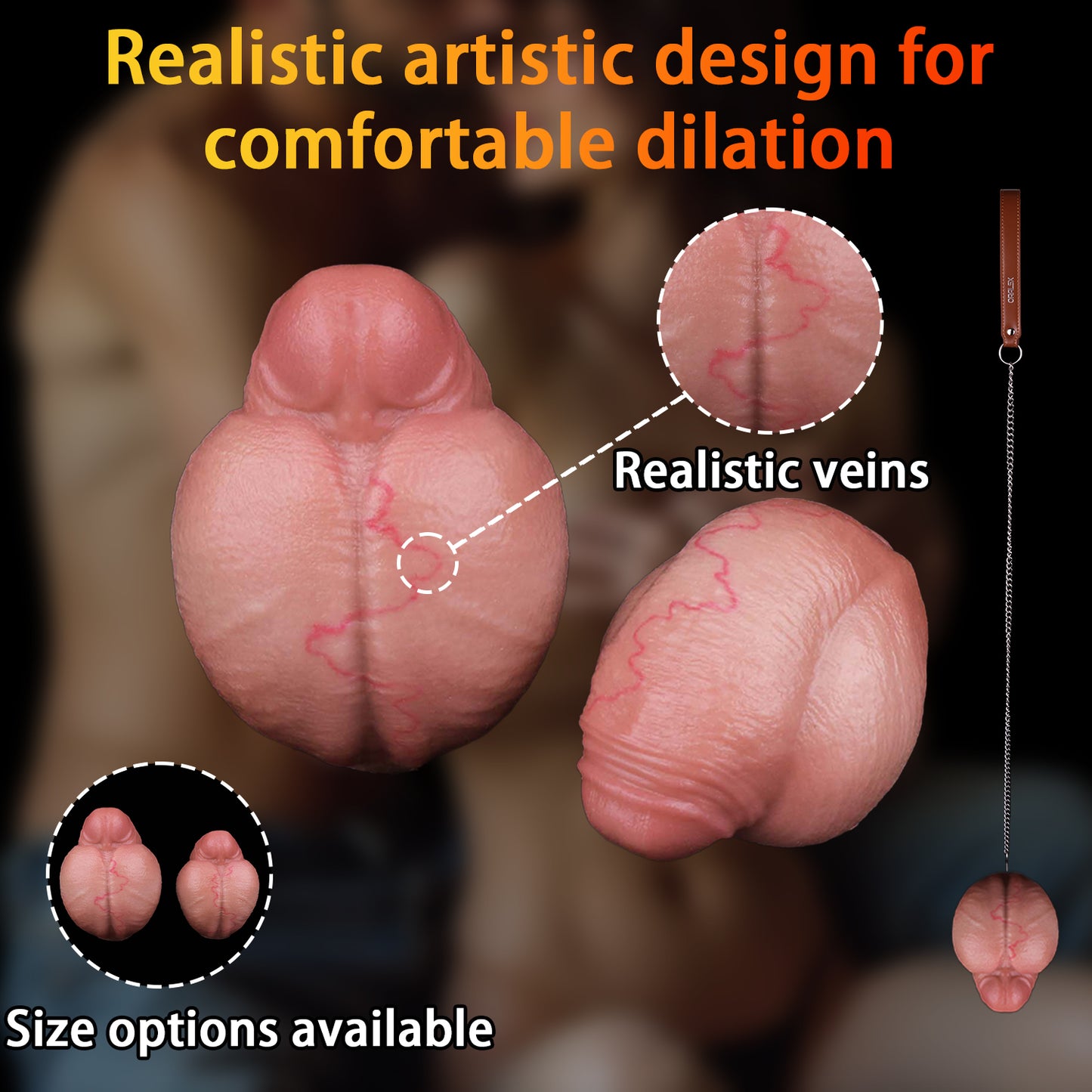Realistic Silicone Anal Plug with Steel Chain – Multi-Use Butt Plug for Vaginal, Anal & Oral Play
