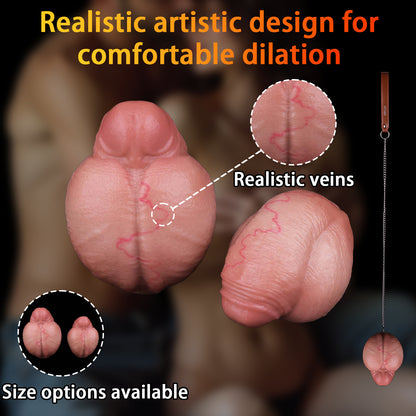 Realistic Silicone Anal Plug with Steel Chain – Multi-Use Butt Plug for Vaginal, Anal & Oral Play
