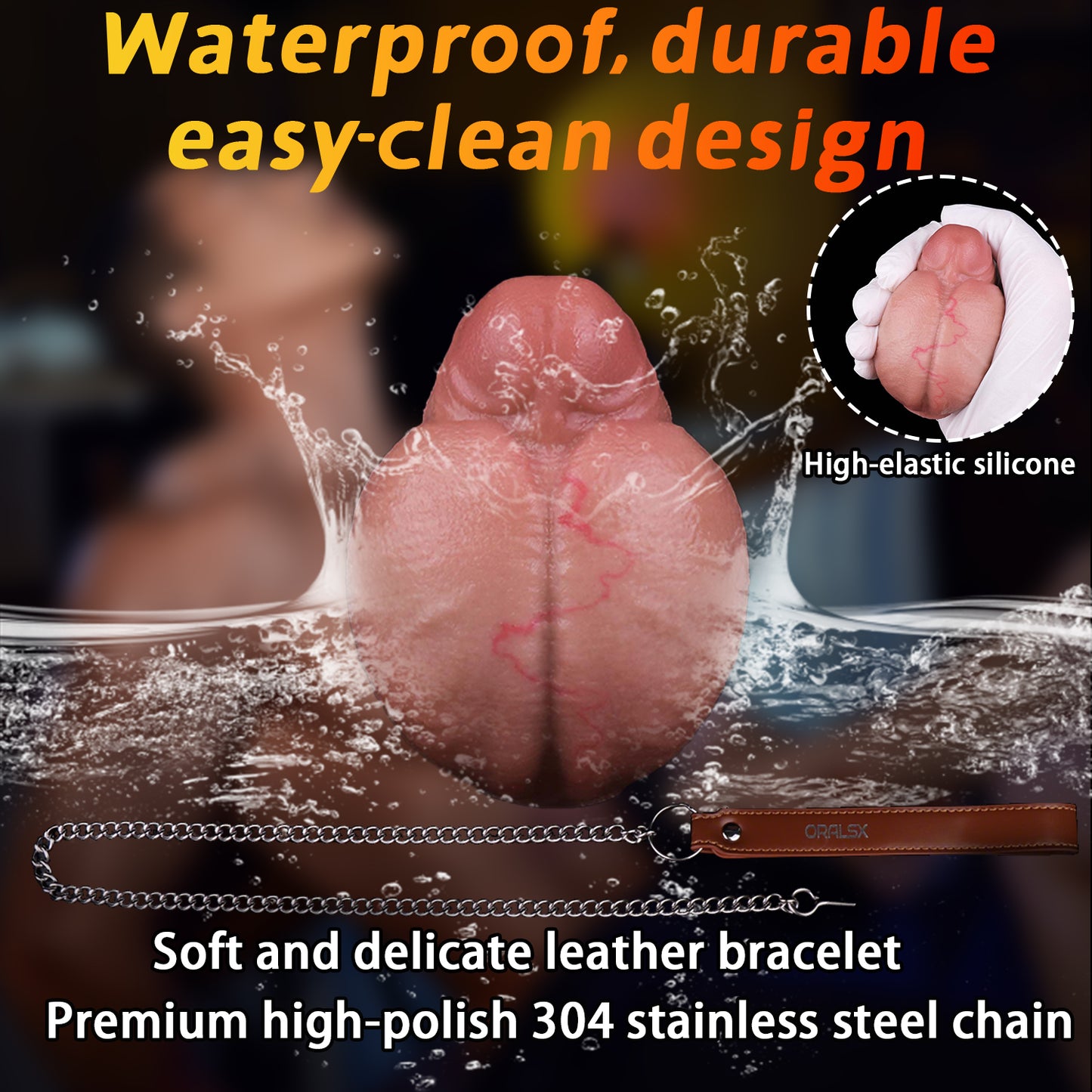 Realistic Silicone Anal Plug with Steel Chain – Multi-Use Butt Plug for Vaginal, Anal & Oral Play