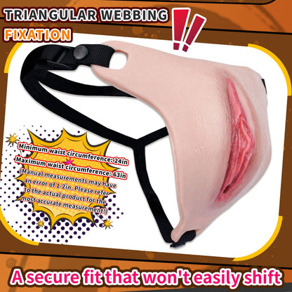 Culotte de vagin artificiel en silicone réaliste pour le travestissement | Vagin artificiel portable durci au platine avec harnais de type « strap-on »