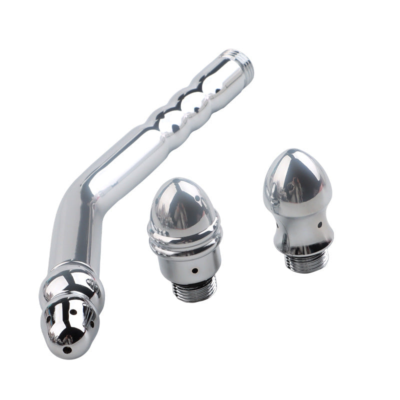 Kit de nettoyage de douche anale pour bidet en métal - Robinet lavement en acier inoxydable nettoyeur de fesses avec 3 têtes interchangeables