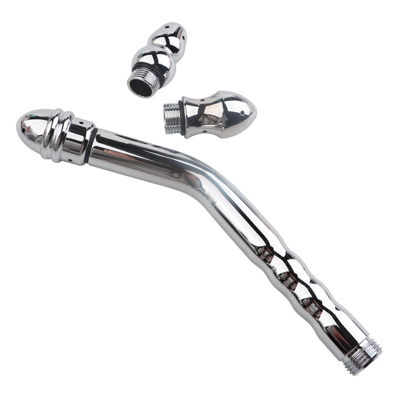Kit de nettoyage de douche anale pour bidet en métal - Robinet lavement en acier inoxydable nettoyeur de fesses avec 3 têtes interchangeables