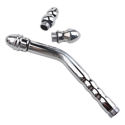 Kit de nettoyage de douche anale pour bidet en métal - Robinet lavement en acier inoxydable nettoyeur de fesses avec 3 têtes interchangeables