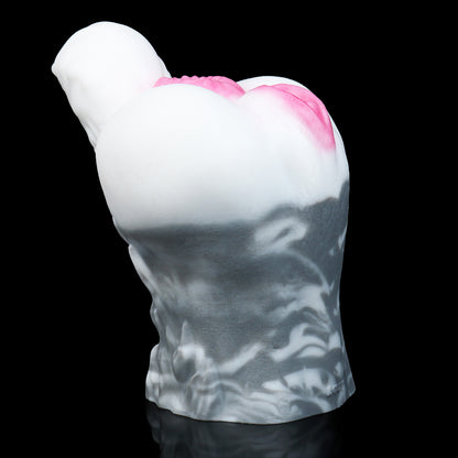 Arctic Wolf Pocket Pussy — Platinum Silicone Fantasy Wolf Rear Masturbator with Dual Channel, Fur Texture & Pink Accent