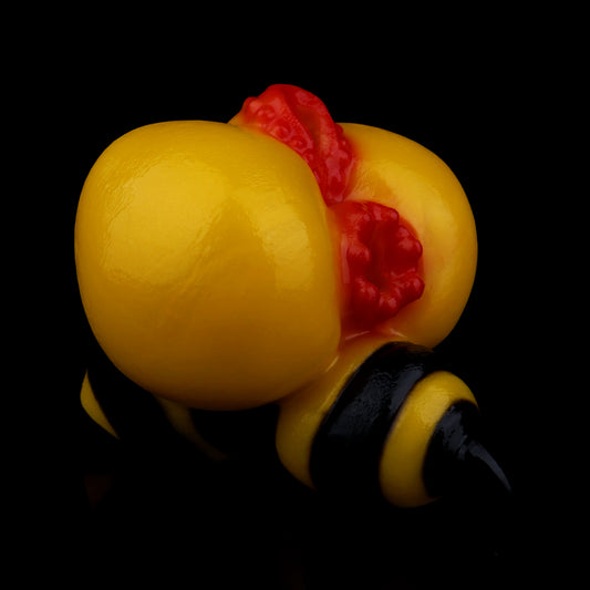 Queen Bee Pocket Pussy | Fantasy Dual-Channel Butt Masturbator with Bee Sting Tip & Stripe Texture — Platinum Silicone
