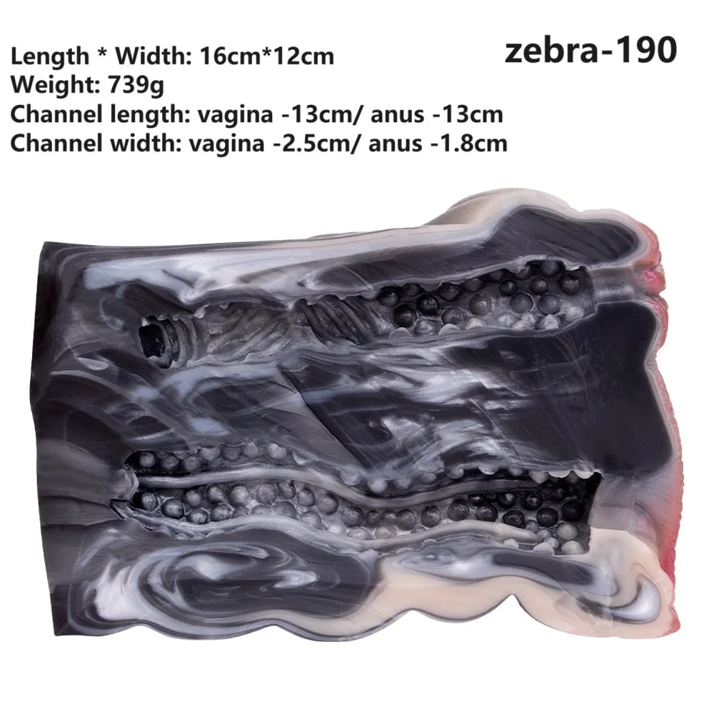Zebra Tier Vagina Pussy Männliche Masturbationstasse - Taschen-realistisches Silikon Penis Sexspielzeug