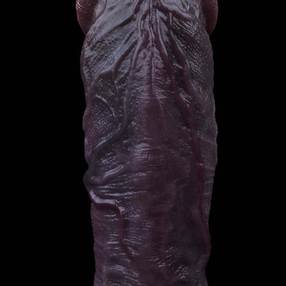 Oversized Glans Black Dildo | Large Realistic Head, Deep Vein Shaft & Anatomical Detail — Dual-Layer Platinum Silicone in Deep Grape Purple for Intense G-Spot & Stretch Sensation