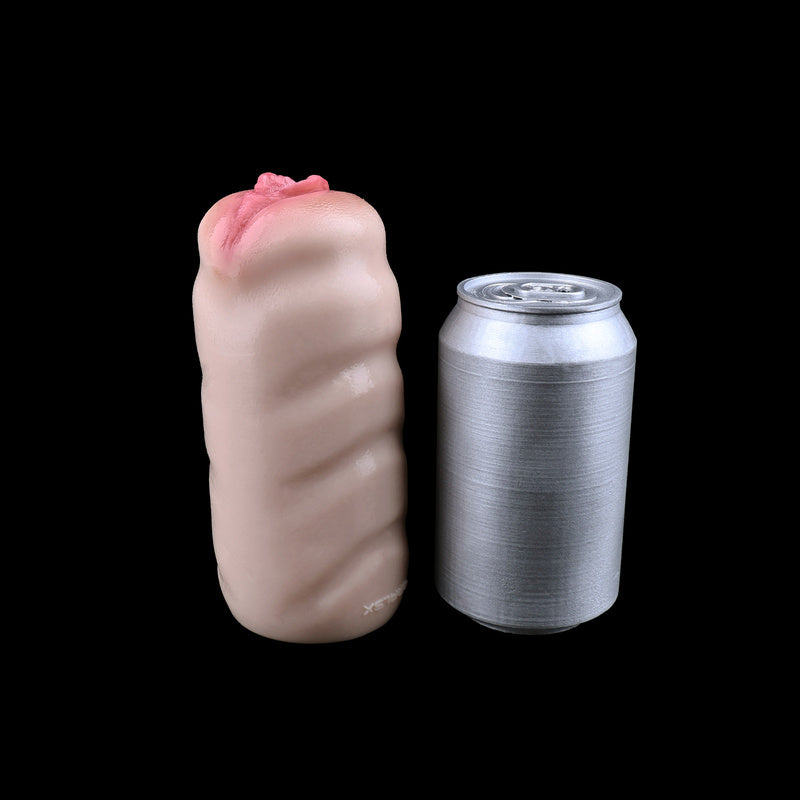 Spiral-Grip Anatomical Pocket Pussy – Platinum Liquid Silicone Stroker with Hand-Crafted Blush Finish