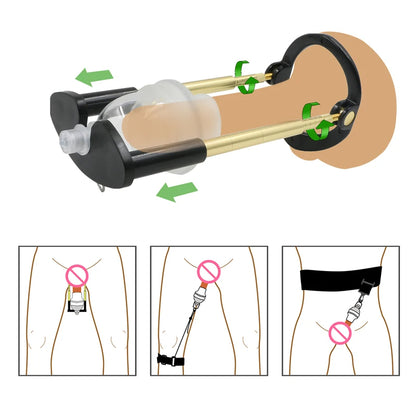 Vakuum-Penispumpe Extender - Strap-On Harness Penishülle Enlager Sexspielzeug für Männer