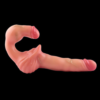 Double End Strapless Dildo Vibrator - Realistic Bareskin Penis Lesbian Strap On Masturbation
