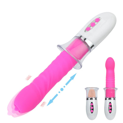 Zungen-Klitoris-Vibrator – austauschbare Nippelklemmen, die vibrierende Dildo-Sexspielzeuge schieben