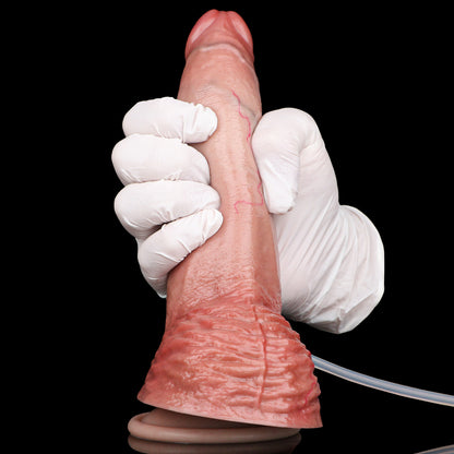 Flesh-Tone Squirting Dildo — Platinum Silicone, Heavy Skin-Fold Base, Fine Red Vein Detail & 3-Tool Ejaculation