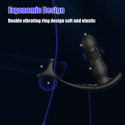 APP Control Thrusting Dildo Anal Vibrator - Remote Control Cock Ring Male Sex Toy