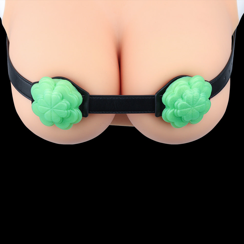 Lucky Clover Glow Chest Harness — Luminous BDSM Toys Bondage Strap with Spiked Silicone Blooms
