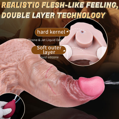 Squirting Life Size Lightskin Dildo – Giant Testicle Big Suction Cup Women Masturbatior