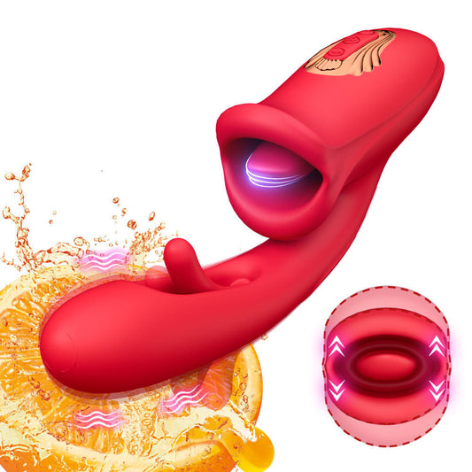 G Spot Vibrator Clit Tongue Oral Sex Toys - Double End Tickle Flapping Women Vibrator