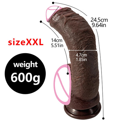 Realistischer schwarzer Dildo, Sexspielzeug für Frauen – großer Analdildo aus Silikon, G-Punkt-Prostata-Massagegerät
