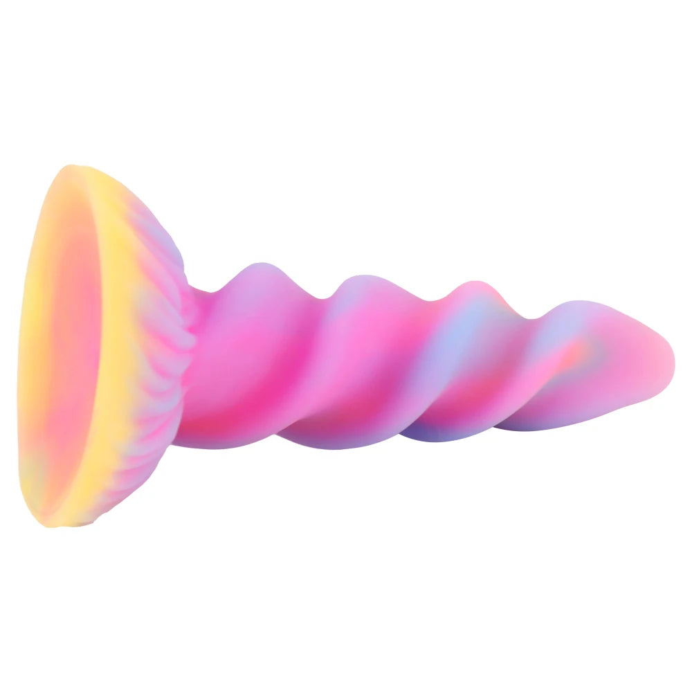 Sprial Fantasy Dildo Anal Plug - Luminous Silicone Dildos G Spot Prostate Massager