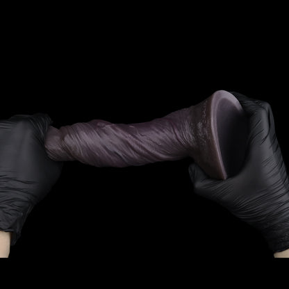 Uncircumcised Black Dildo | Foreskin Glans, Oversized Skin-Fold Texture & Thick Vein Shaft — Dual-Layer Platinum Silicone in Deep Grape Purple for Hyper-Realistic Skin Feel