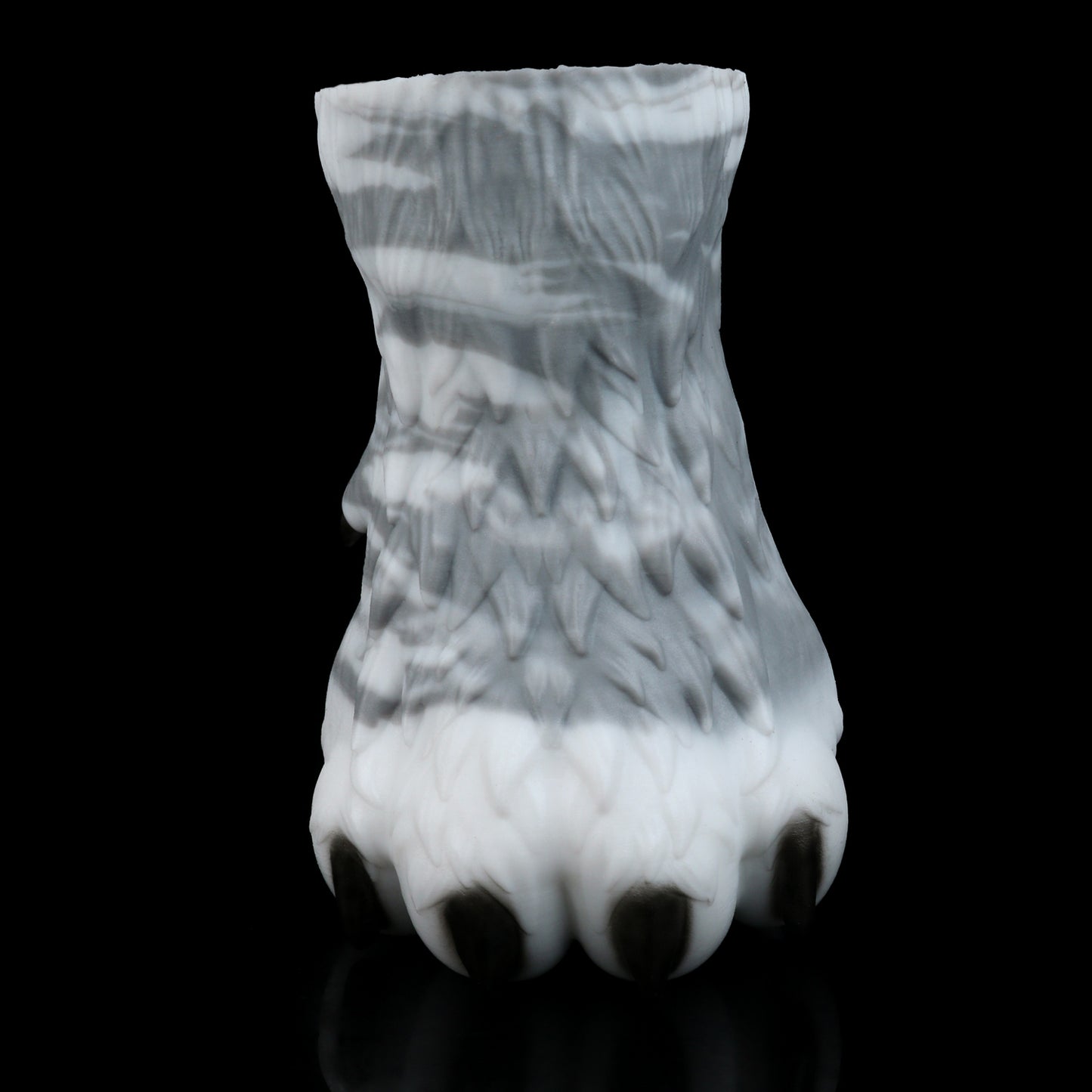 Arctic Wolf Paw Pocket Pussy — Platinum Silicone Fantasy Wolf Paw Masturbator with Pink Paw Pads, Fur Texture & Single-Channel Design