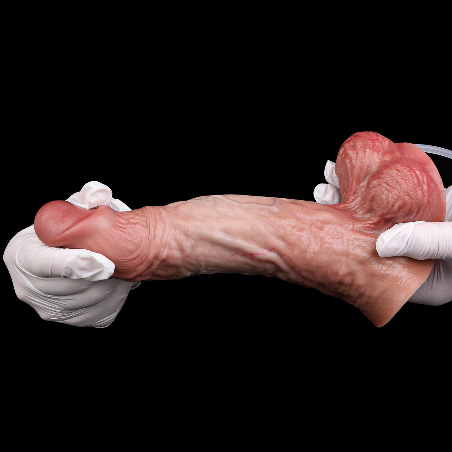 Thick-Vein Realistic Squirting Dildo — Platinum Silicone, Deep Tan Skin, Bold Vein Network & 3-Tool Ejaculation