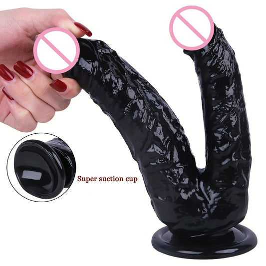 Schwarzer Dildo mit doppeltem Ende und Butt Plug – Realistischer Analdildo, Sexspielzeug für Paare für Frauen