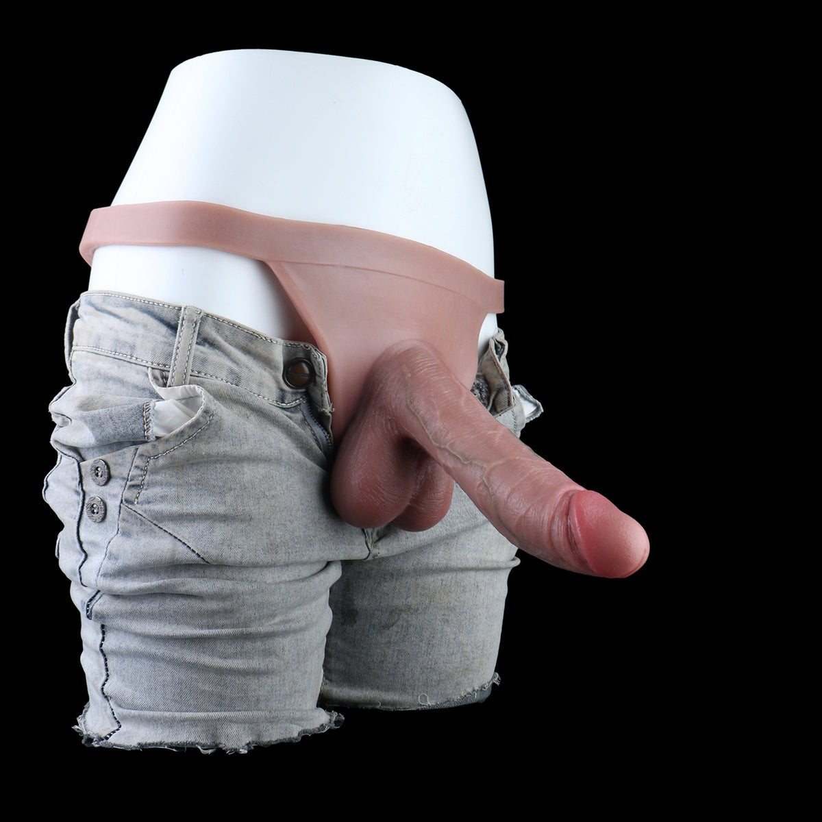 Thong Fit Cock Sleeves | Realistic Penis Extender with Vein Texture & Balls — Wearable Platinum Silicone Enlargement Sleeve