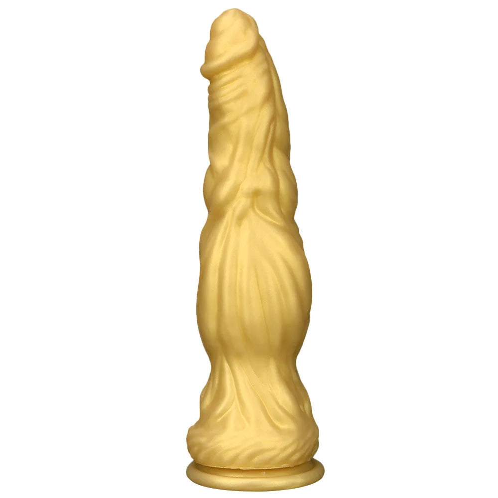 Goldener Monsterdildo-Buttplug – Exotischer geknoteter Analdildo, Vaginal-Prostata-Sexspielzeug