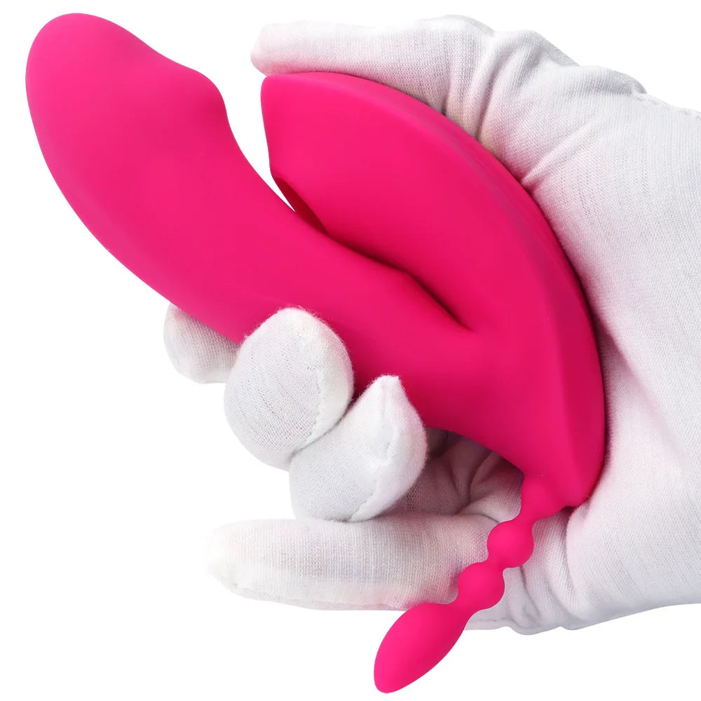 Realistischer vibrierender Dildo mit Klitoris-Saugfunktion, Analkugeln, Vibrator für Frauen – 3-in-1-Sexspielzeug für Frauen mit Fernbedienung