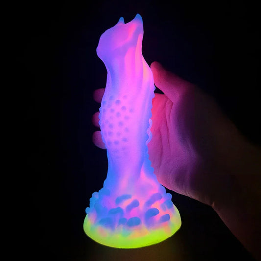 Luminous Monster Dildo - Exotic Dog Dildo Knotted Butt Plug Male Female Sex Toy