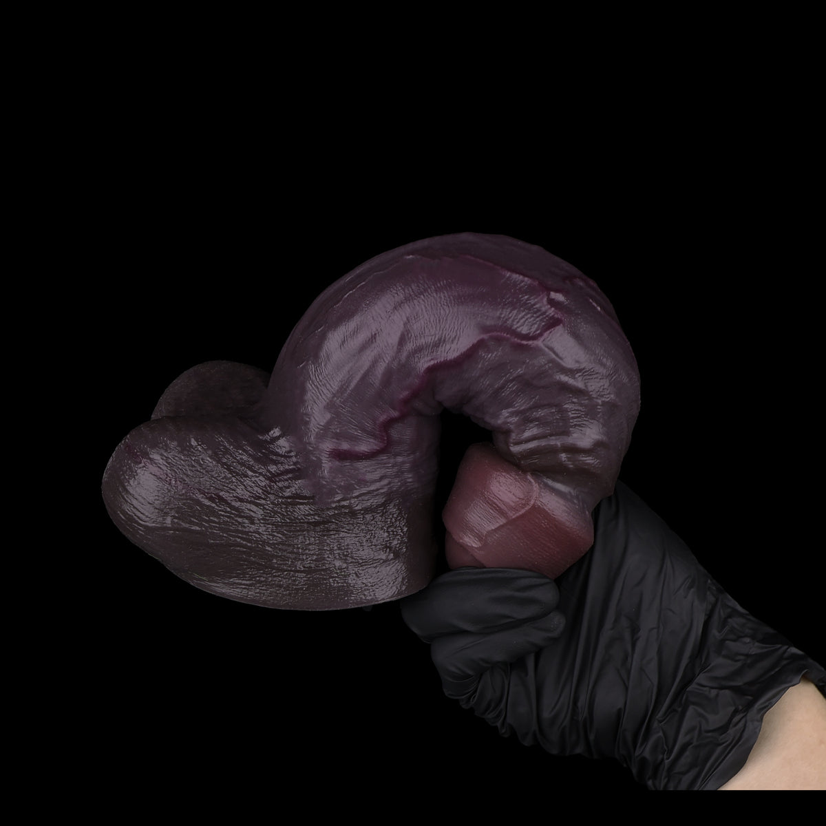 Uncircumcised Black Dildo | Foreskin Glans, Oversized Skin-Fold Texture & Thick Vein Shaft — Dual-Layer Platinum Silicone in Deep Grape Purple for Hyper-Realistic Skin Feel