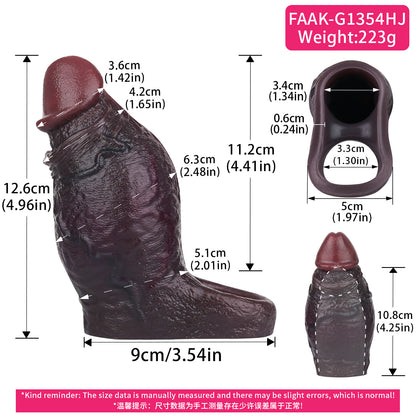 Manchon réaliste Obsidian Surge : gaine en silicone améliorant la circonférence avec double boucle d'ancrage