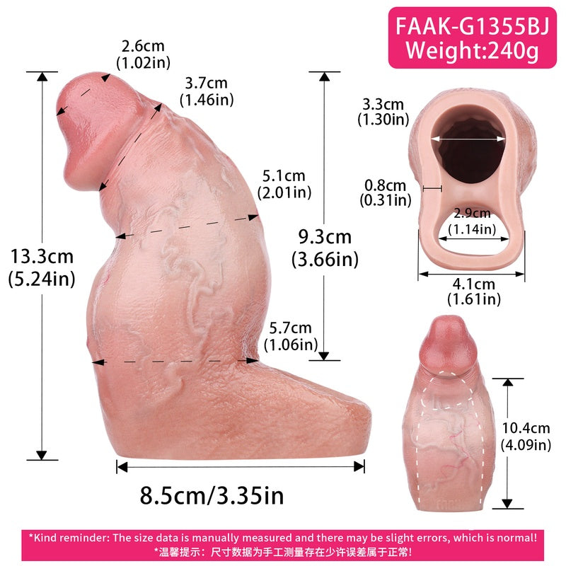 Gaine pénienne réaliste Honey Bronze : manchon de circonférence en silicone liquide avec anneau de tension intégré