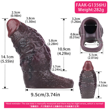 Gaine pénienne réaliste Onyx Curve : extenseur de circonférence à tête recourbée avec double anneau de maintien