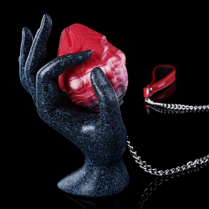 Infernal Ripple Liquid Silicone Egg Gag & Deep Chamber Plug with 304 Steel Leash Chain & Leather Handle (M/L)