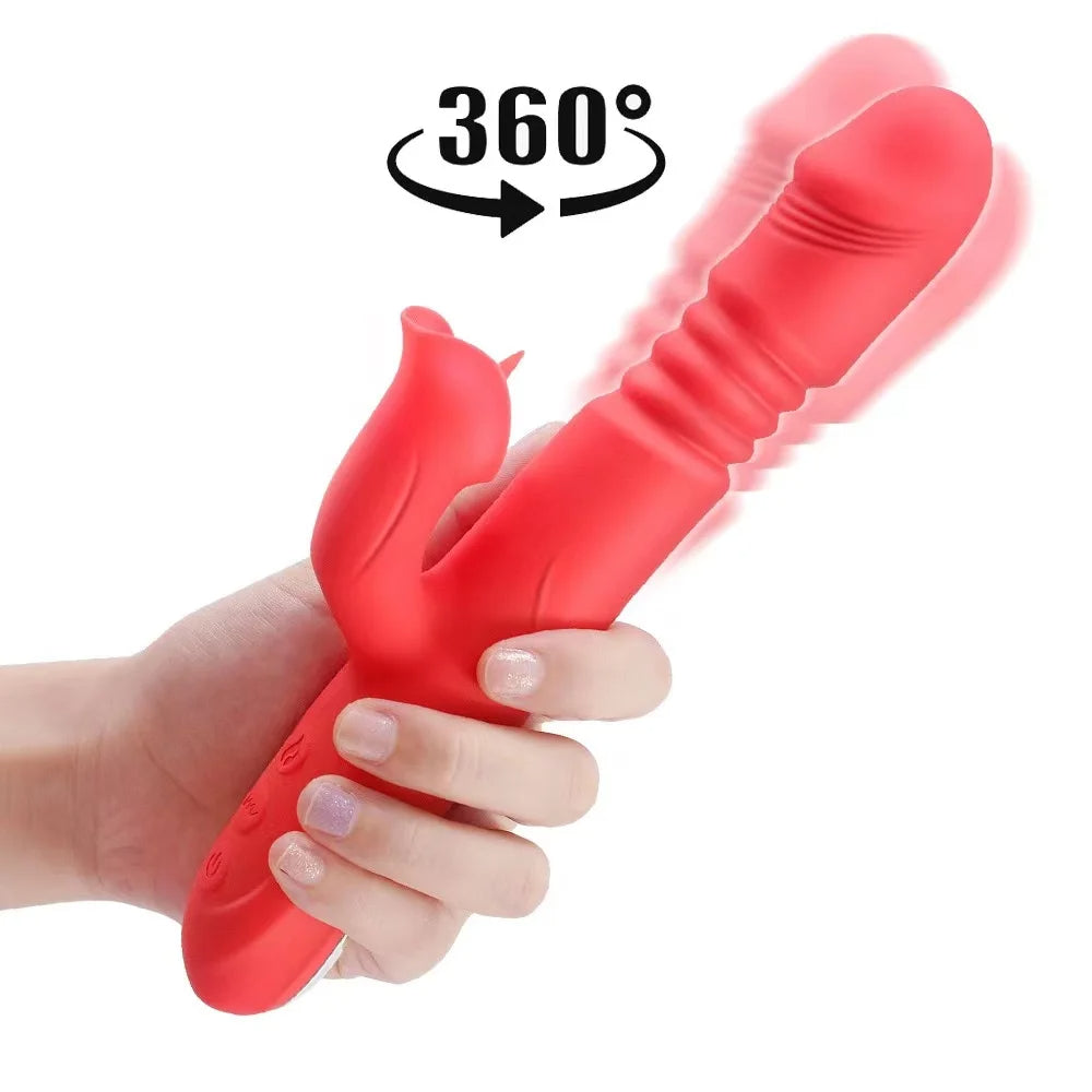 Thrusting Dildo G Spot Vibrator - Vibrating Dildo Clit Stimulator Double End Female Sex Toy