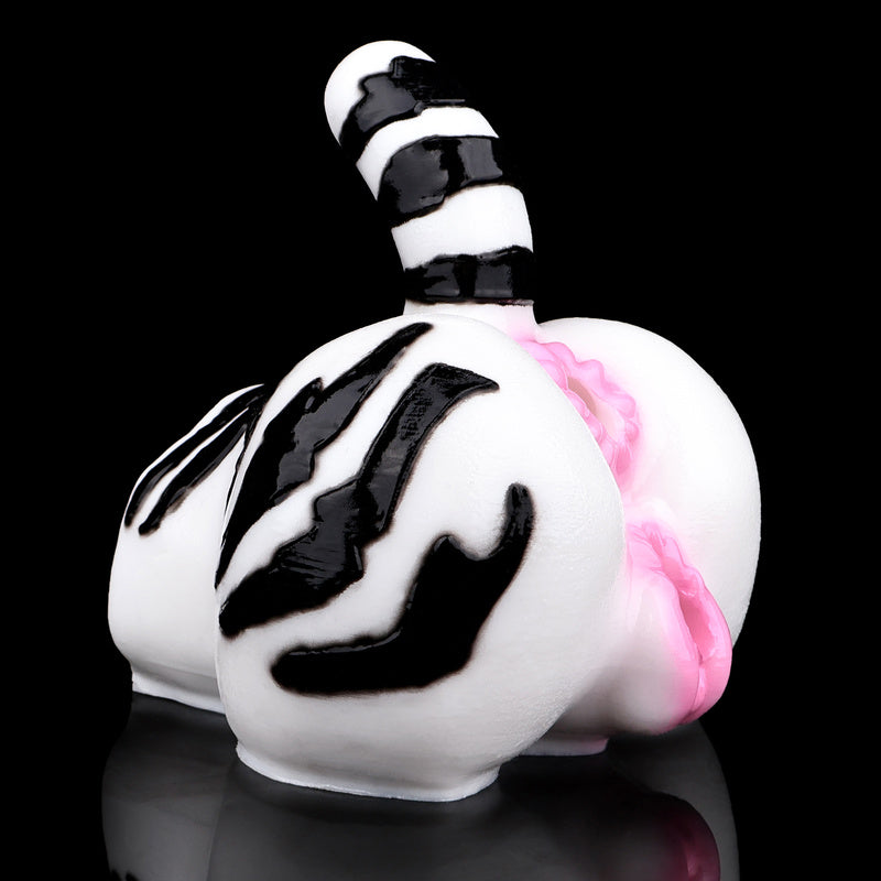 Wild White Tiger Sex Dolls – Dual-Channel Striped Booty Masturbator with Posable Tail