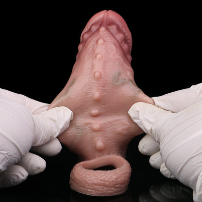 Realistic Penis Sleeve Spiked Condom - Fantasy Lifelike Cocksleeve Sex Toys for Men Extender