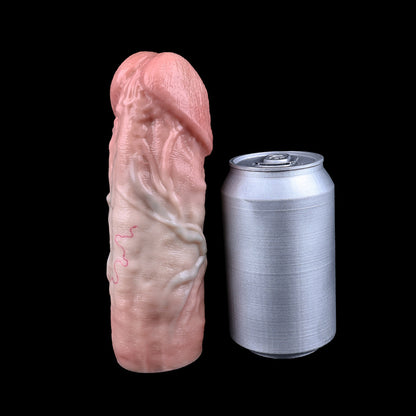 Phallic-Textured Pocket Pussy – Platinum Silicone Veined Penis Sleeve with Hand-Painted Detail