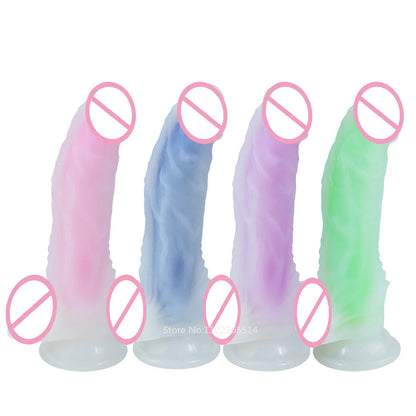 Jelly Luminous Anal Dildos Butt Plug - Realistic Dildo Silicone Vaginal Prostate Massager